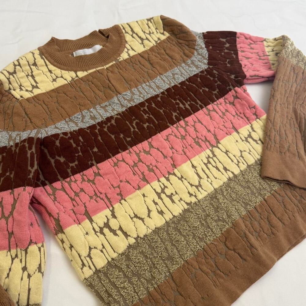 ASOS brown pink and beige striped multicolor textured sweater fall winter preppy